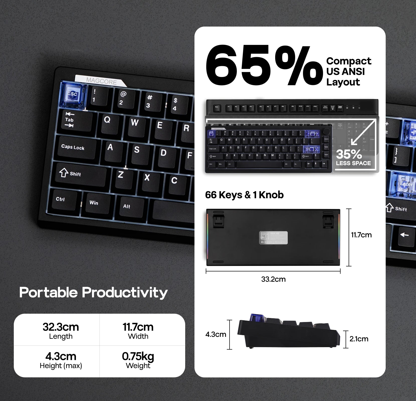 EPOMAKER Magcore65 Lite 65% Gaming Keyboard