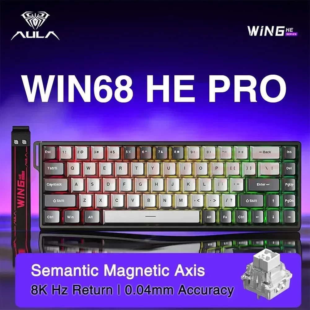 AULA WIN60/68HE Magnetic Switch Keyboard 8000HZ Gaming Keyboard FPS Low Latency Customizable Mechanical Keyboard E-sport