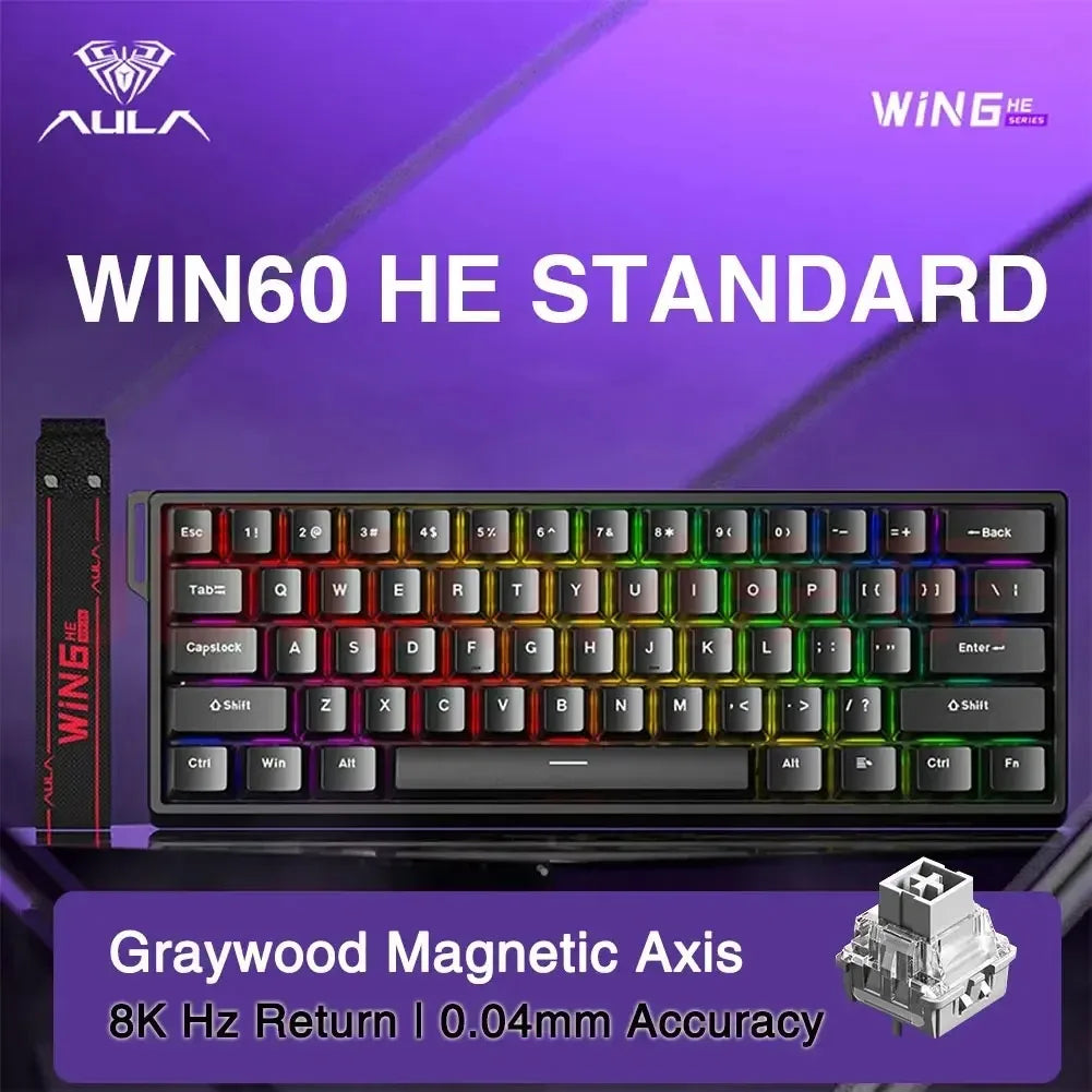 AULA WIN60/68HE Magnetic Switch Keyboard 8000HZ Gaming Keyboard FPS Low Latency Customizable Mechanical Keyboard E-sport