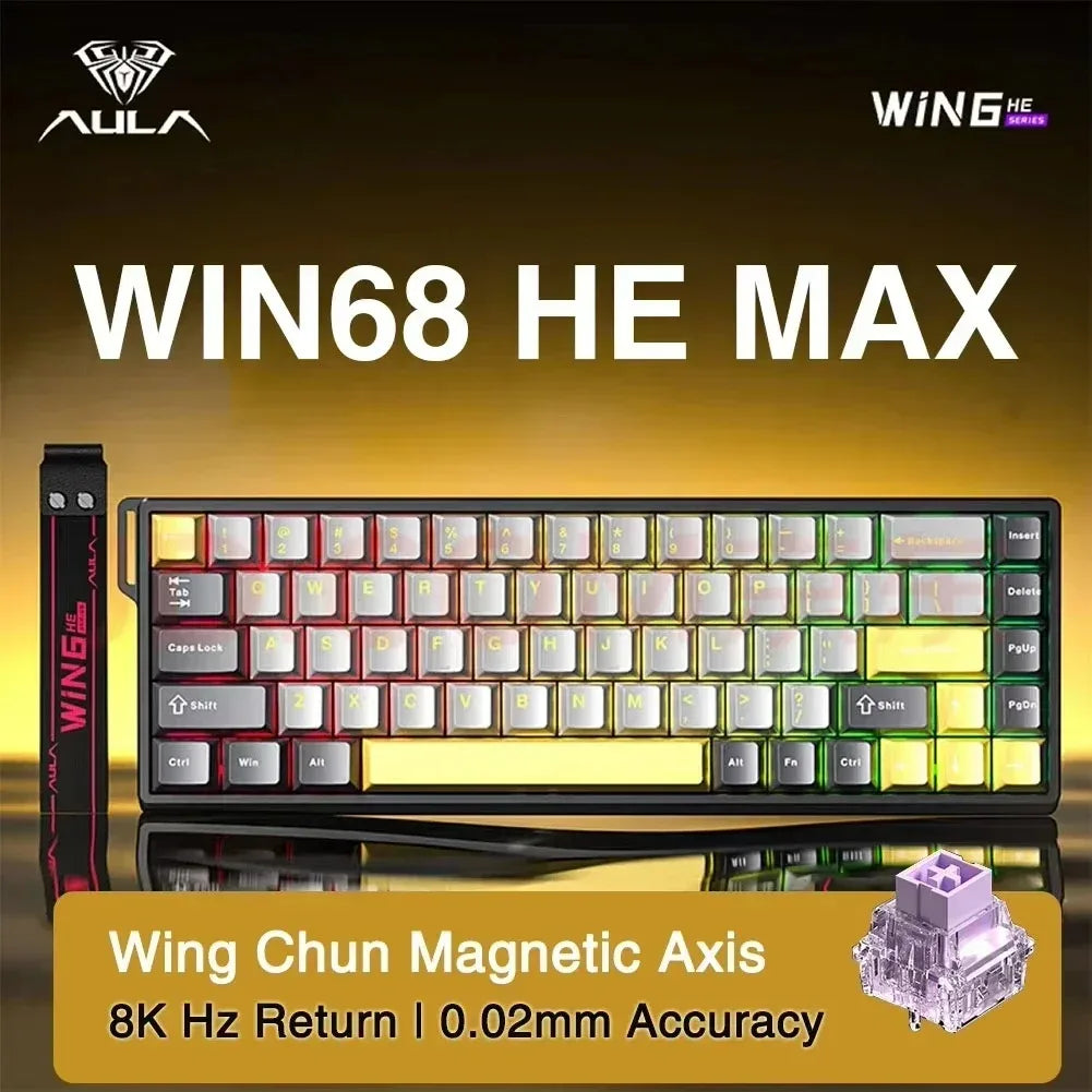 AULA WIN60/68HE Magnetic Switch Keyboard 8000HZ Gaming Keyboard FPS Low Latency Customizable Mechanical Keyboard E-sport