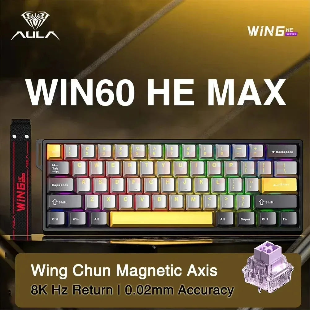 AULA WIN60/68HE Magnetic Switch Keyboard 8000HZ Gaming Keyboard FPS Low Latency Customizable Mechanical Keyboard E-sport